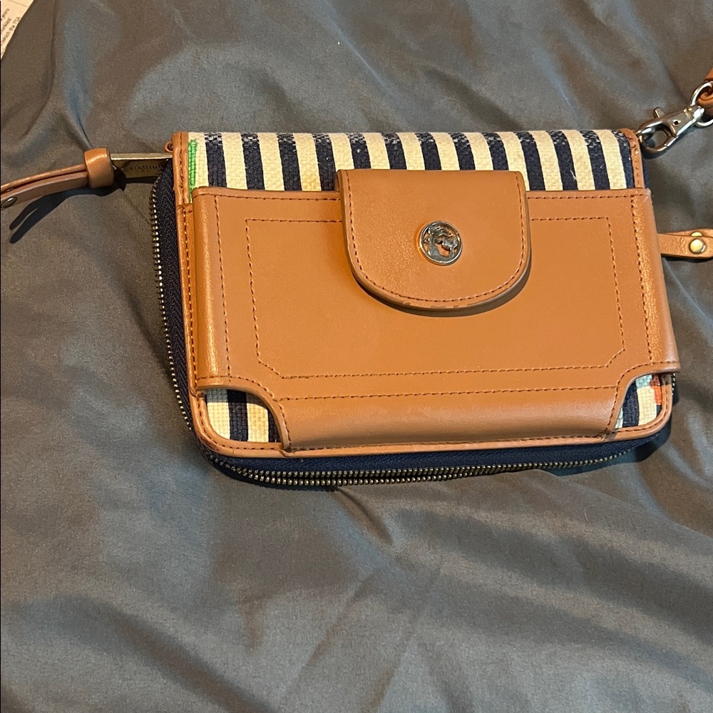 Elegant Tan and Black Striped Women's Clutch